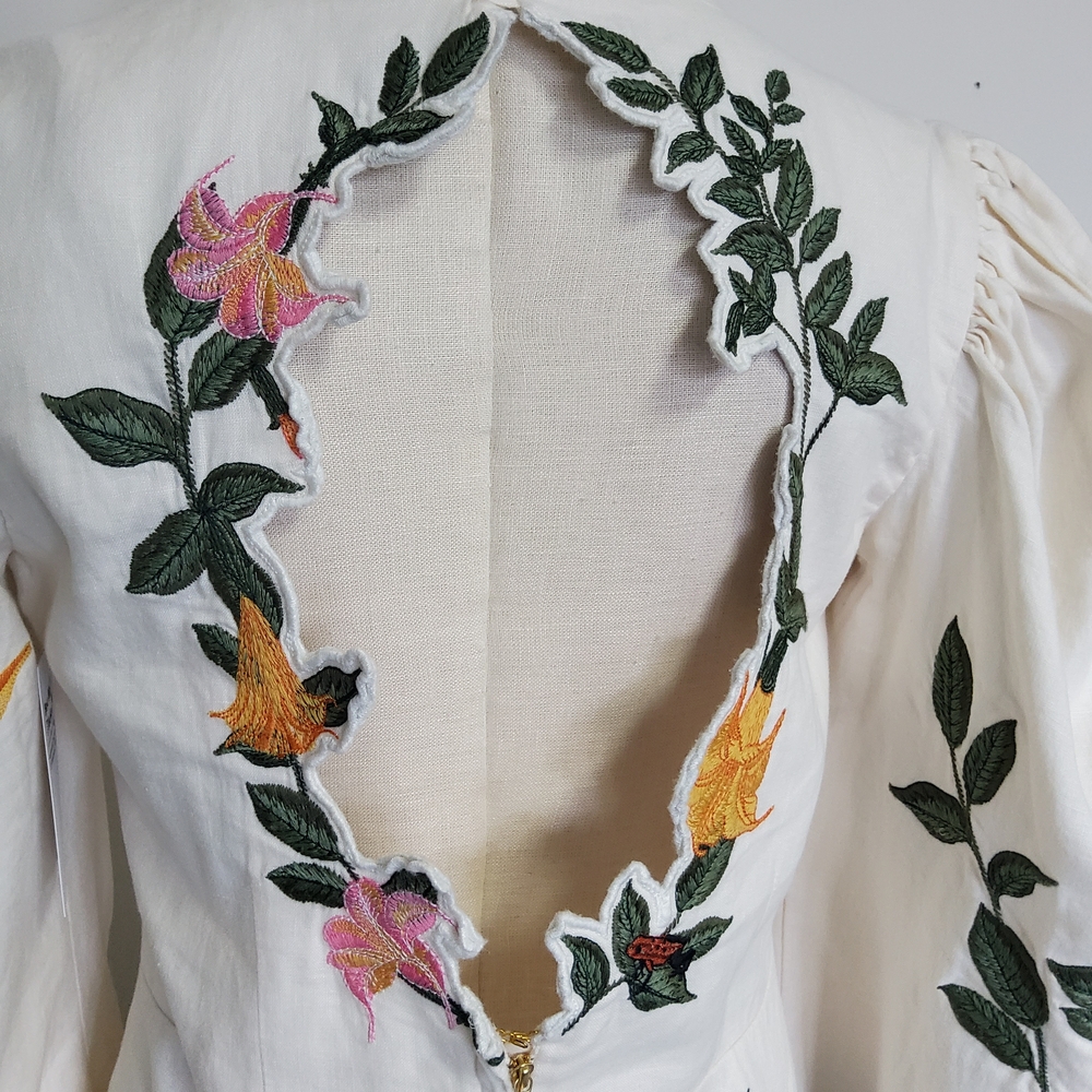 Agua by Agua Bendita Guaba Ranas Embroidered Linen Statement Dress - Picture 8 of 15